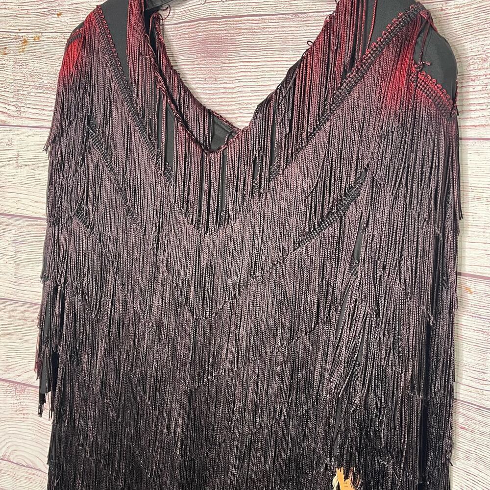 Vintage Hal Ferman Fringe Shift Ombre 1920's Party Gatsby Flapper Dress Size 16 - Picture 5 of 16